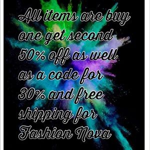 All items are buy one get second item 50% off